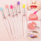 7 PCS Silicone Lip Brushes with Transparent Handles and Caps.Reusable Makeup Brushes, Lip Gloss Wands Cosmetic Tool Cream Applicator