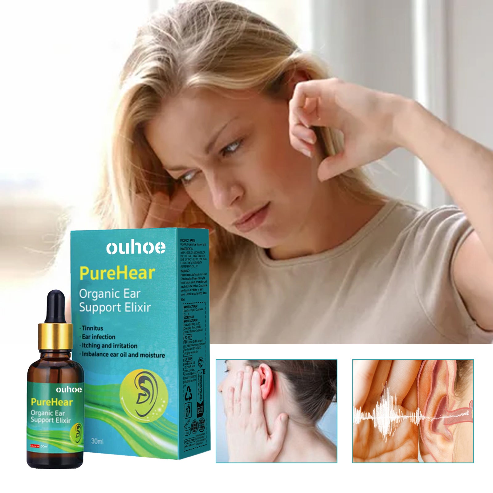 Organic Ear Protection For Ear Discomfort Clean Earwax Body Comfort Ear Massage Daily Care Drops