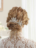 Rhinestone Bride Wedding Hair Pins Bridal Hair Clips Crystal Hair Piece Decorative Bridesmaids Hair Accessories for Women and Girls Pack of 2 (A-Silver)