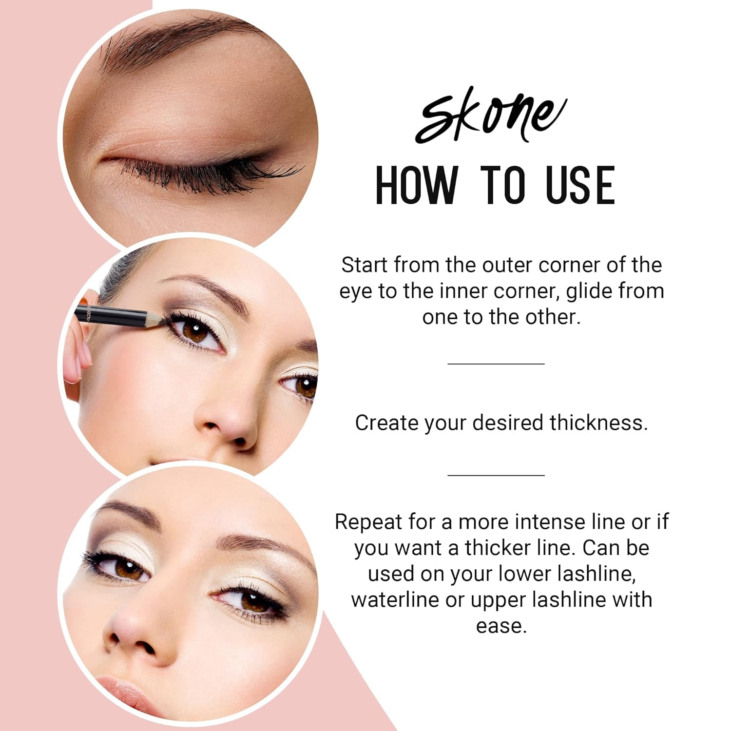 Cosmetics Tattooed Solid Eyeliner - Eyeliner Pencil Black - Smooth Soft Gliding, Waterproof, No Smudging Pencil Eyeliner - Long Lasting under Eye Liner for Intense Look (Brown)