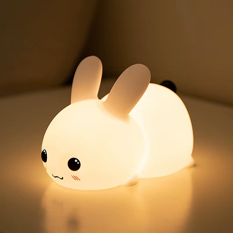 LED Rabbit Night Light Remote Control Dimmable RGB Rechargeable Silicone Bunny Lamp for Children Baby Toy Gift Touch Sensor