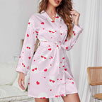 Cute Ladies Long Sleeve Belted Robe