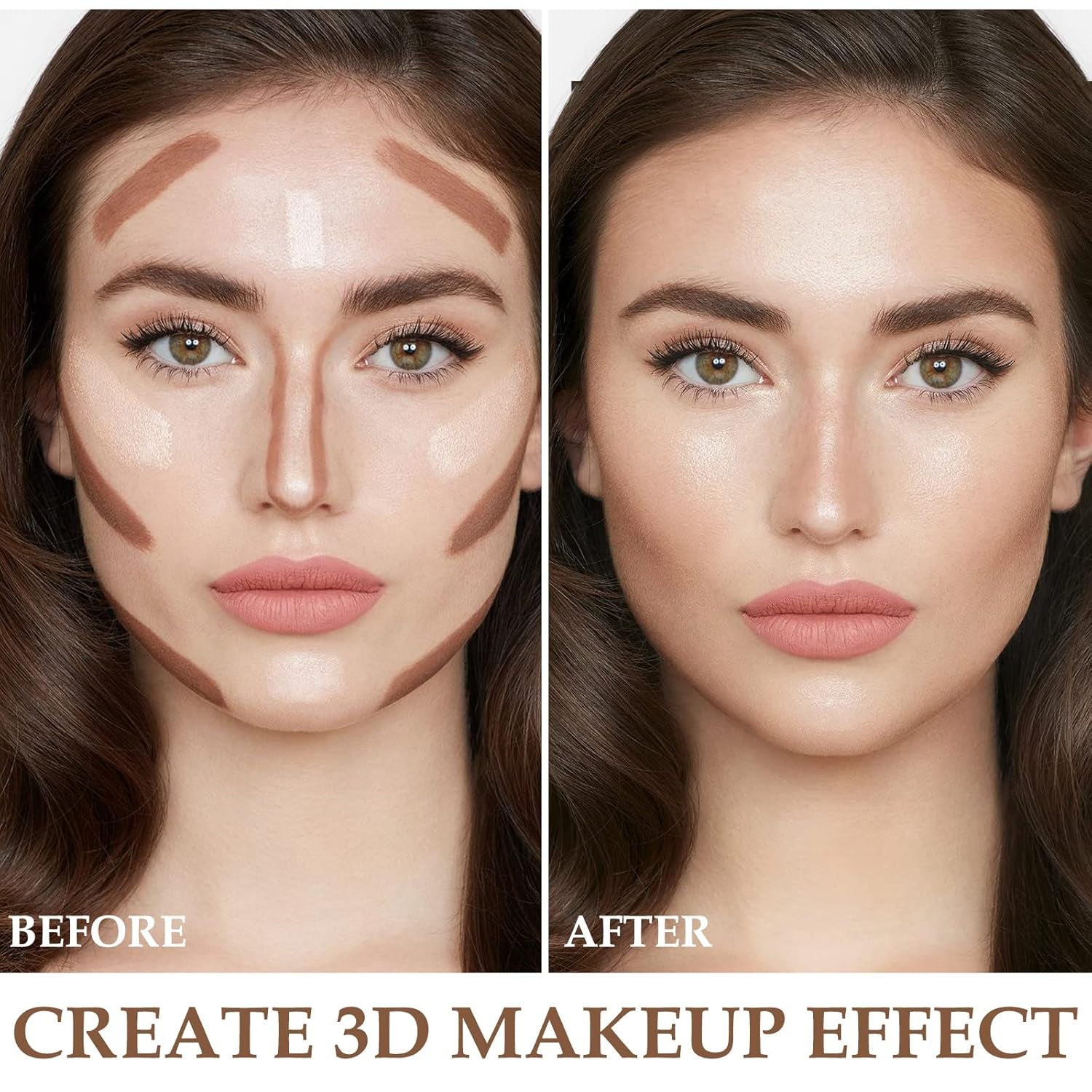 Cream Contour Stick Liquid Bronzer and Highlighter Face Makeup, Highlighting&Contouring Pen Creamy Concealer Highlight Stick, Easy to Create a Natural Matte Finishing, Available in 3 Types