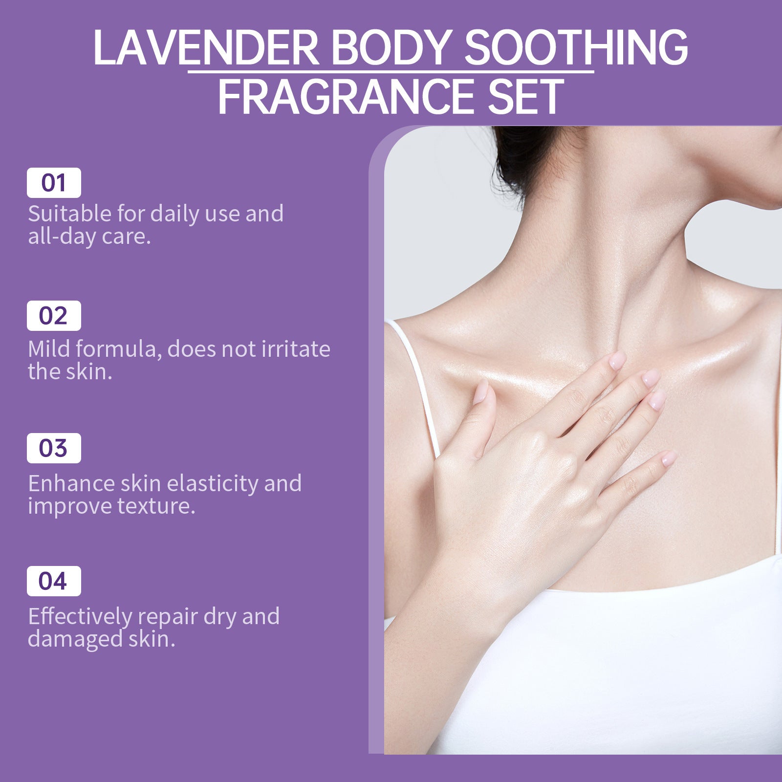 Lavender Body Skin Care Set Gentle Moisturizing Skin