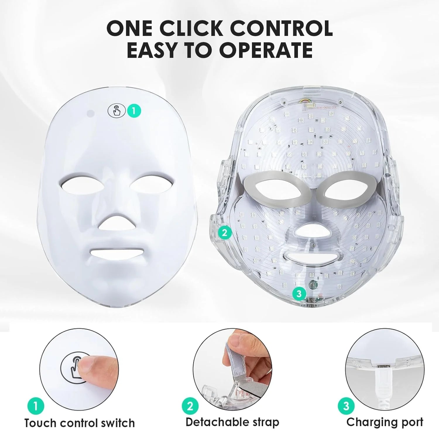 Led Face Mask - 7 Color Light Therapy for Anti-Aging, Acne & Wrinkles, Gift for Women