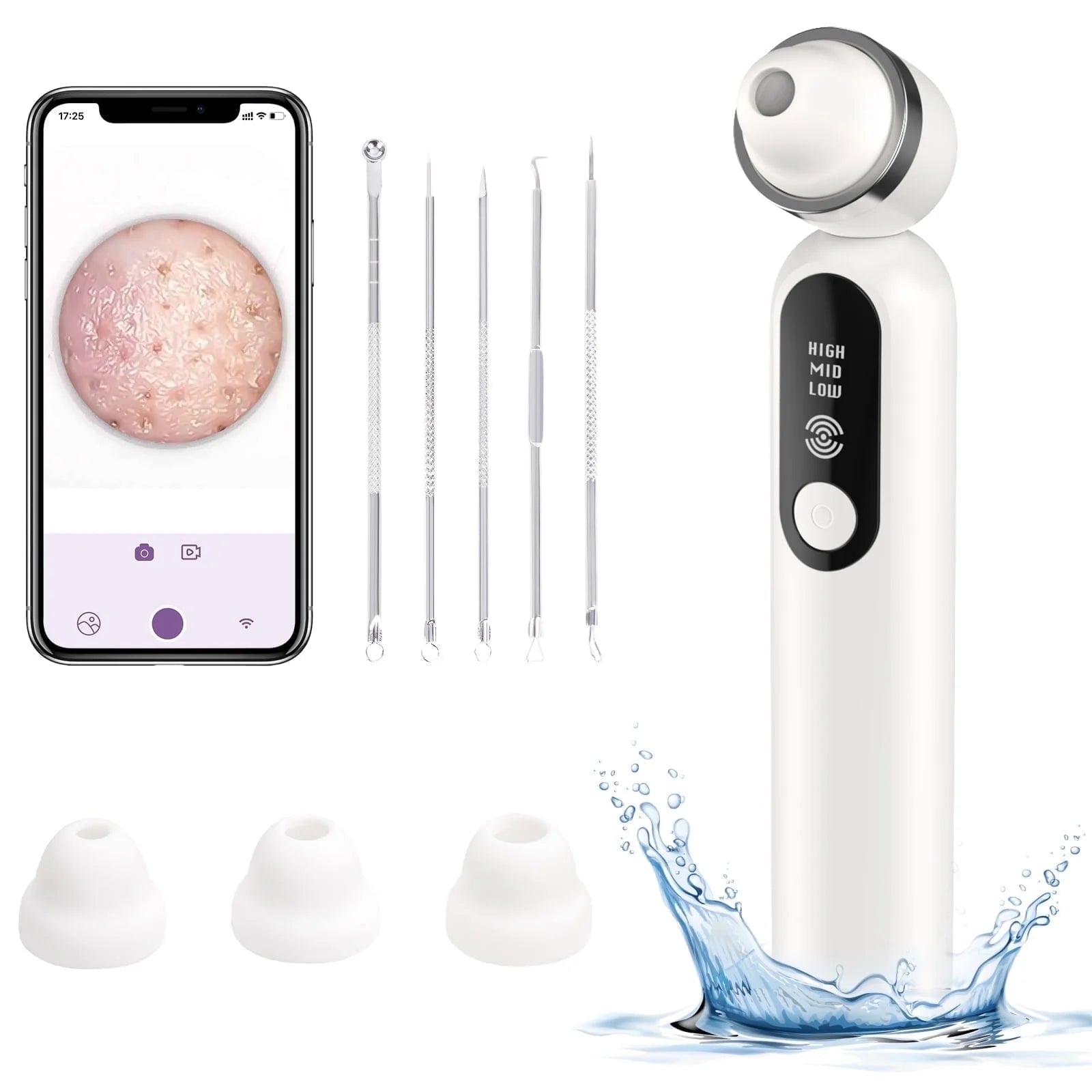 Blackhead Remover Vacuum, Blackhead Extractor with Camera, Pore Cleanser for Men and Women, Skin Care Tool with 5 Probes