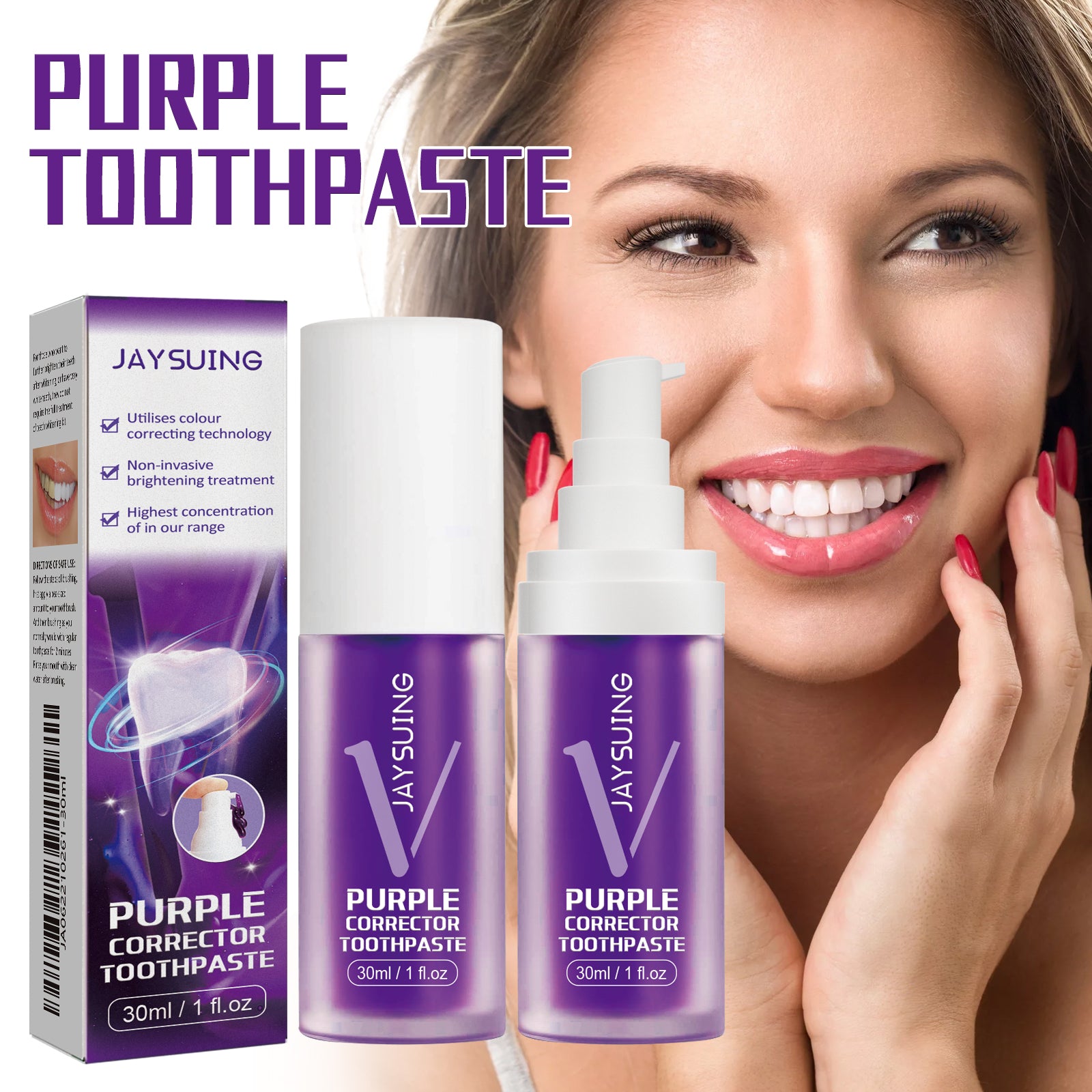 Purple Brightening White Toothpaste, Cleaning Stains Fresh Breath Brightening And Whitening Teeth Toothpaste