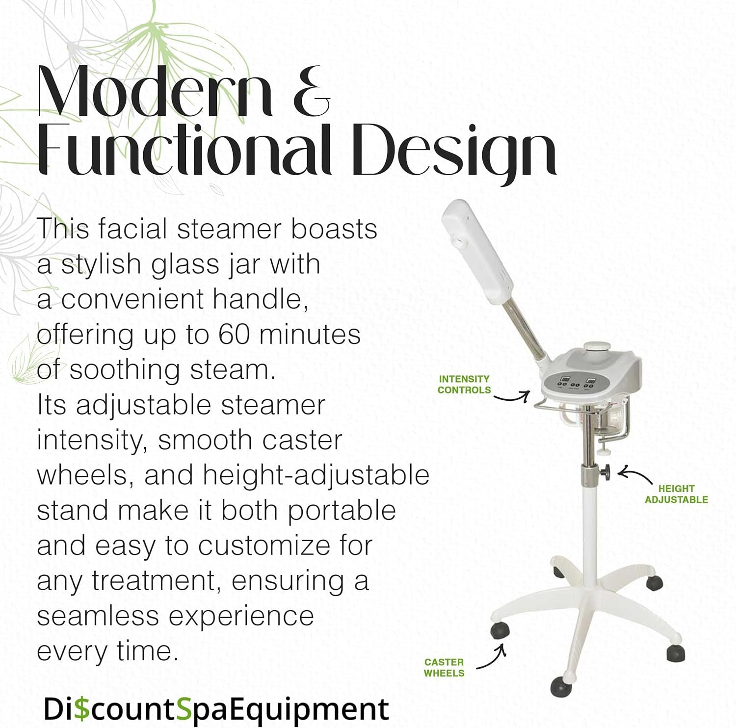 Basic Digital Ozone Facial Steamer for Esthetician with Silent Timer, Digital Controls & Aromatherapy, Professional Grade with Stand, 20 Lbs