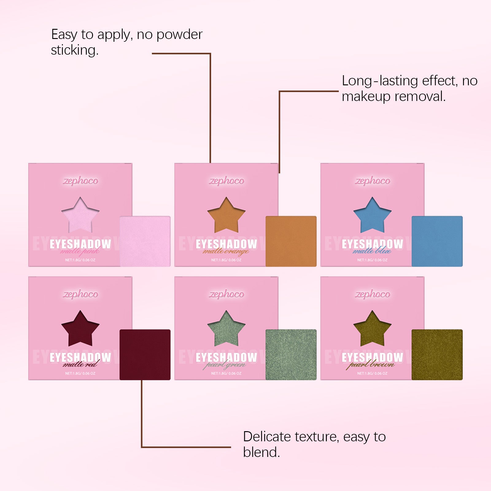 Monochrome Eye Shadow Plate Color Rendering Long-lasting Portable