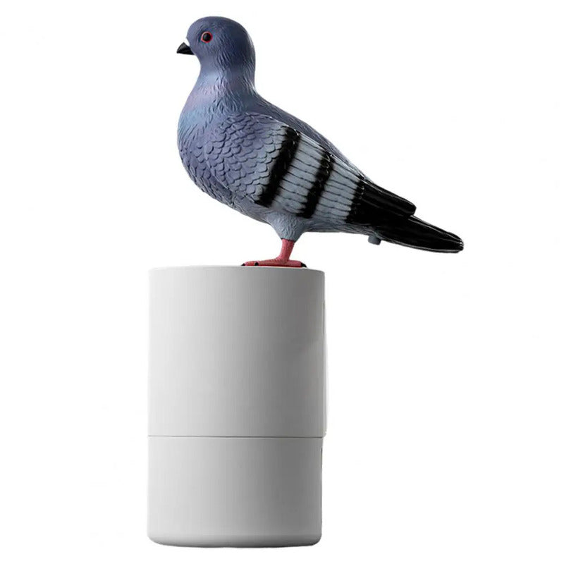 Pigeon-shaped auto sensor foam dispenser. Touchless, fine foam.