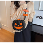 Halloween funny pumpkin bag fashion contrast color personality creative trend shoulder bag cartoon crossbody bag