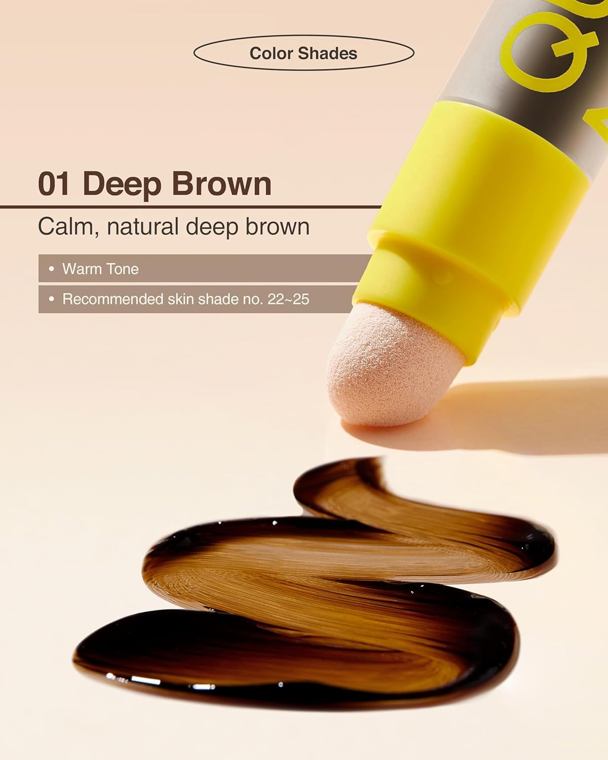 One Day Tinted Shading Korean Vegan, Waterproof, and Long-Lasting Contour Makeup Stick with Smudging Sponge Tip for Warm Underton and Light Tone - Deep Brown