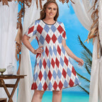 Ladies Geometric Figure Plus Size Dress