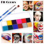 Fit Colors 12 Colors Face Paint Water Soluble Human Body Paints Halloween Masquerade Makeup Palette Brush