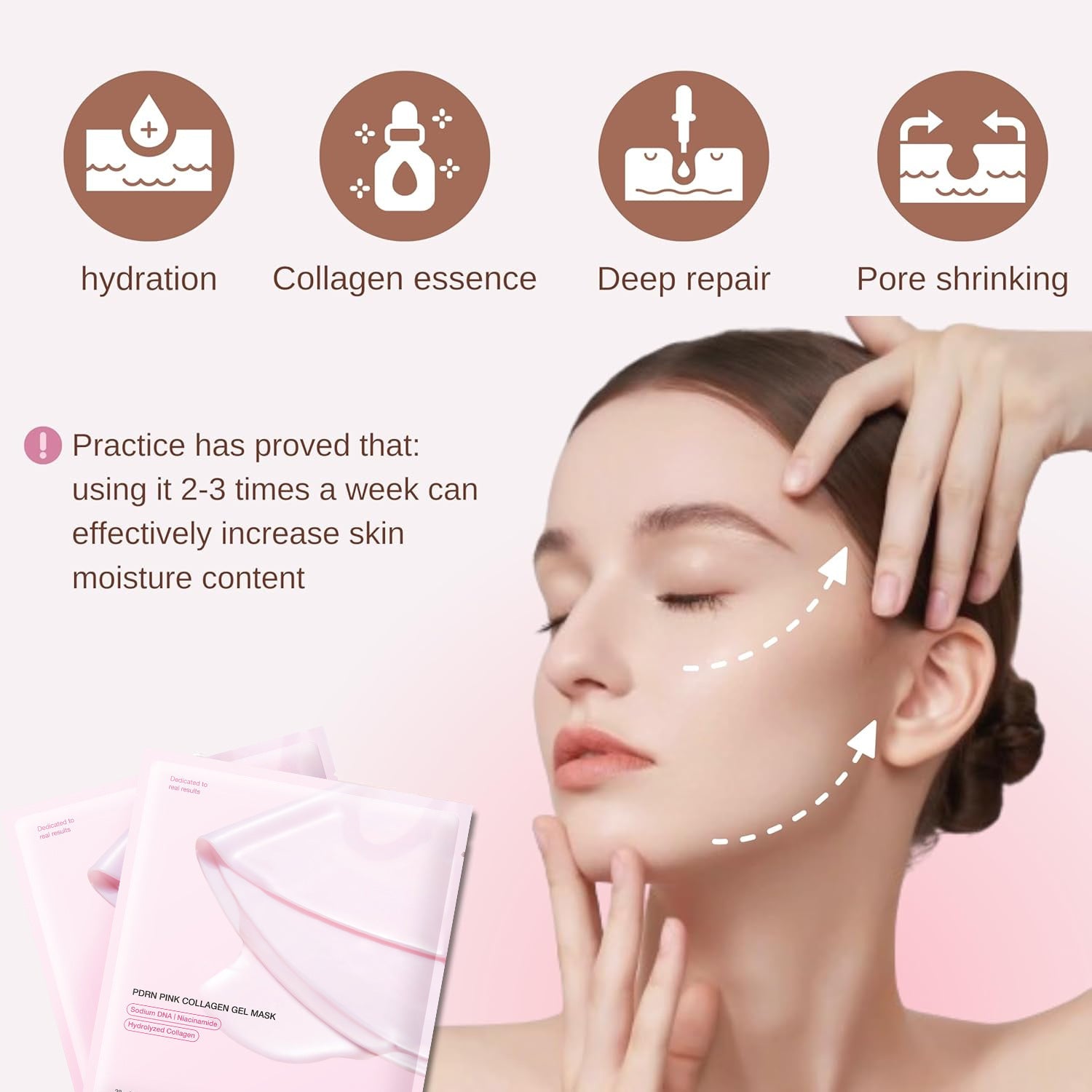 PDRN PINK COLLAGEN GEL MASK Pink Collagen facial mask Jelly Split facial mask