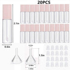 Pink Lip Gloss Tubes with Wand Empty Bottles 3.5Ml Clear Mini Refillable Lip Gloss Containers DIY Lip Gloss Making Kit&Funnel & Rubber Stoppers (20PCS in Two Boxes)