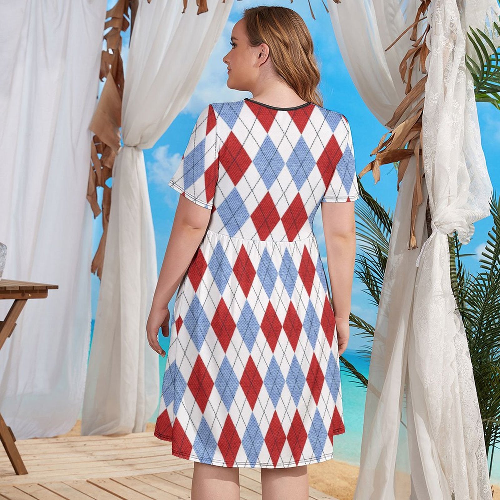 Ladies Geometric Figure Plus Size Dress