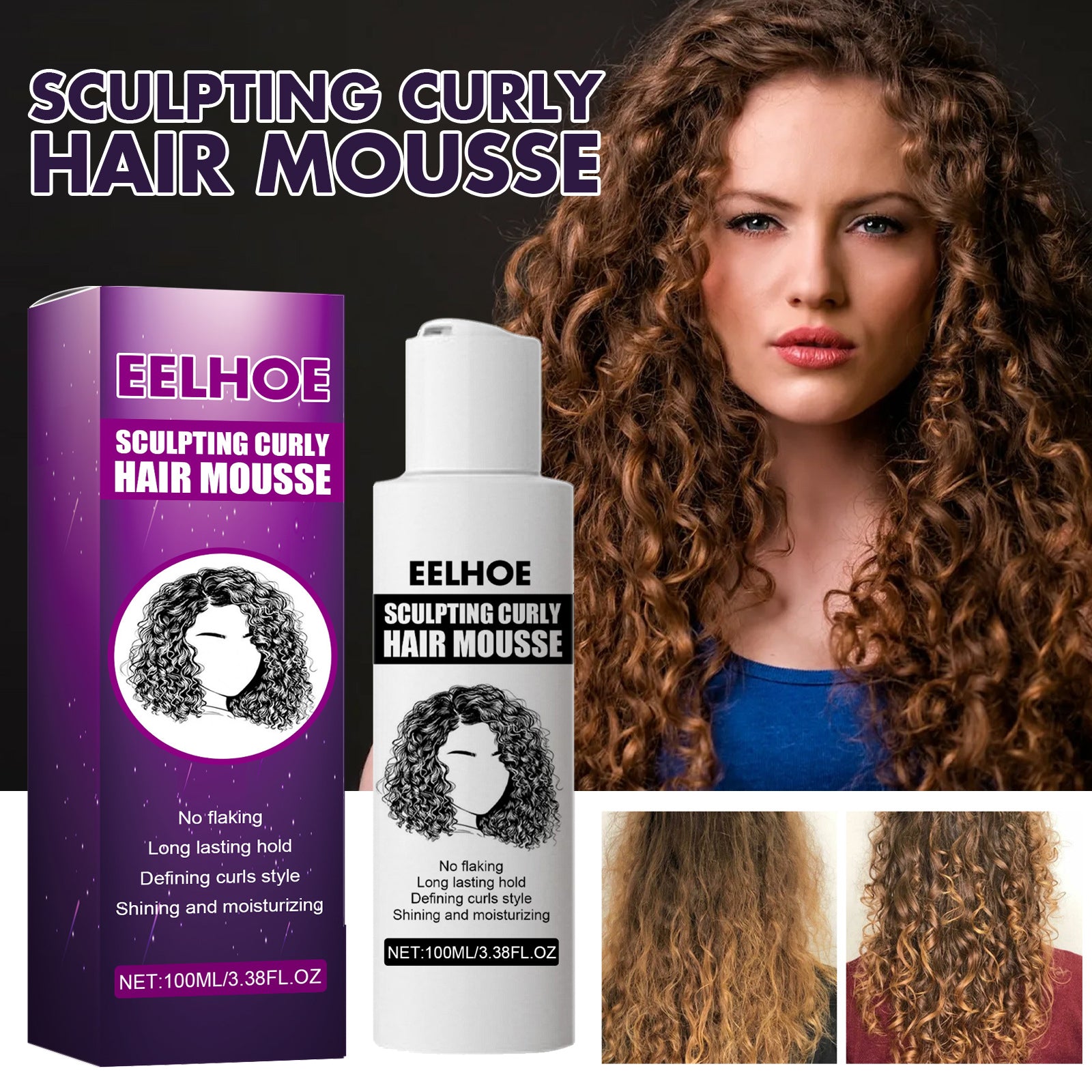 Curly Hair Styling Elastin, Curly Hair Moisturizing And Fluffing Hair Styling Elastin