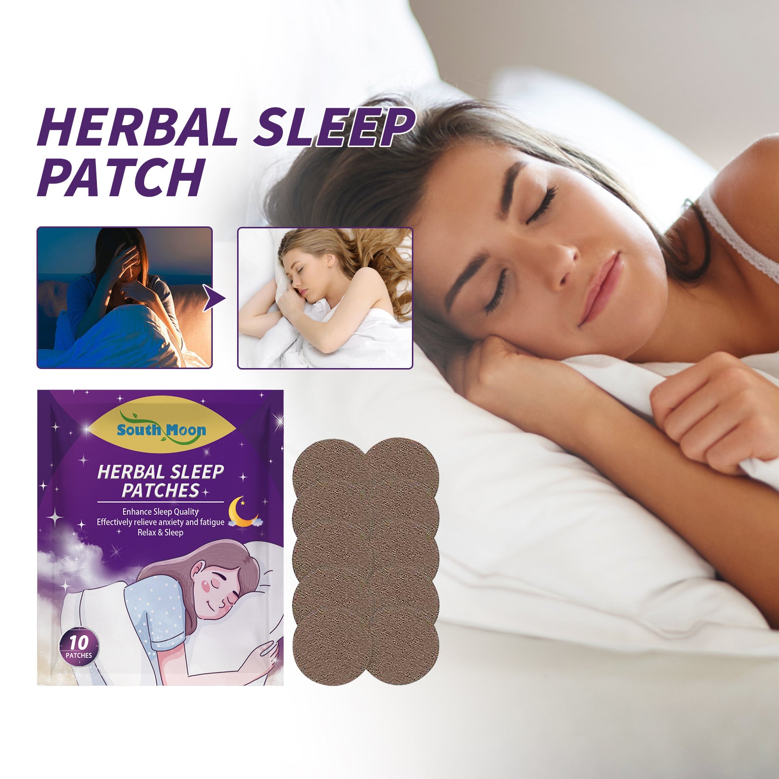 Herbal Sleep Patch, Care For Sleep, Relax And Relieve Body Pressure Body Health Care Point Patch