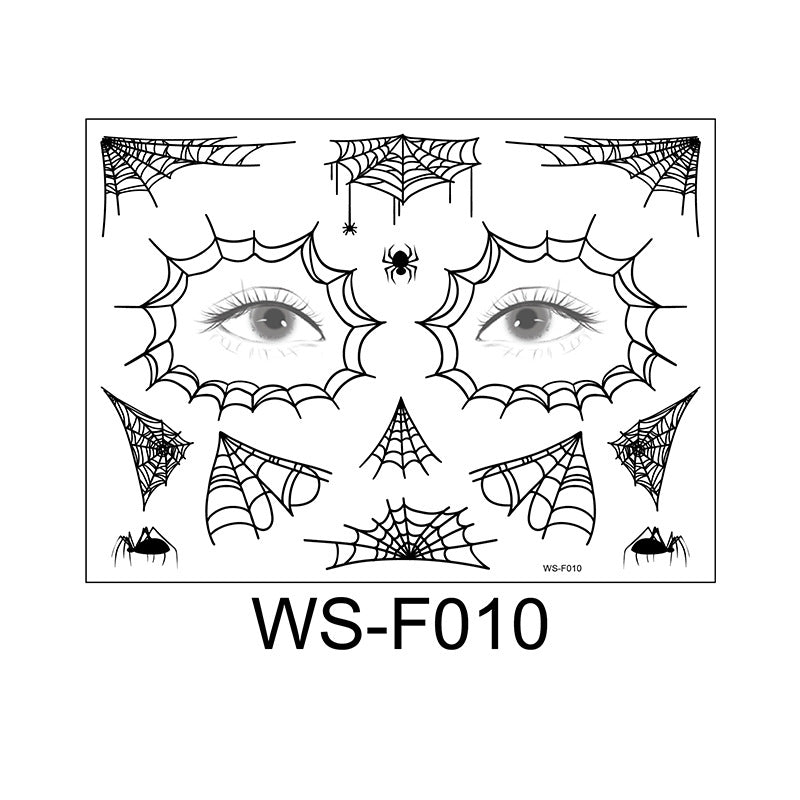 Halloween tattoo stickers, face stickers, spider web face stickers, tattoo stickers, waterproof, dark style, funny makeup stickers, temporary stickers