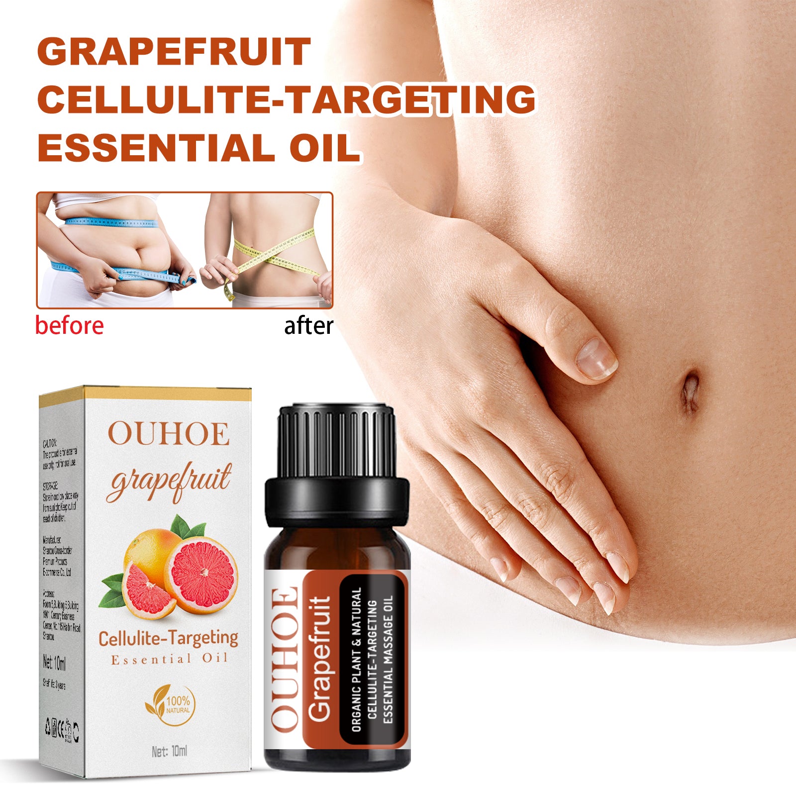 Grapefruit Body Shaping Essential Oil, Firming Anti-Orange Peel Body Shaping Slimming Essential Oil