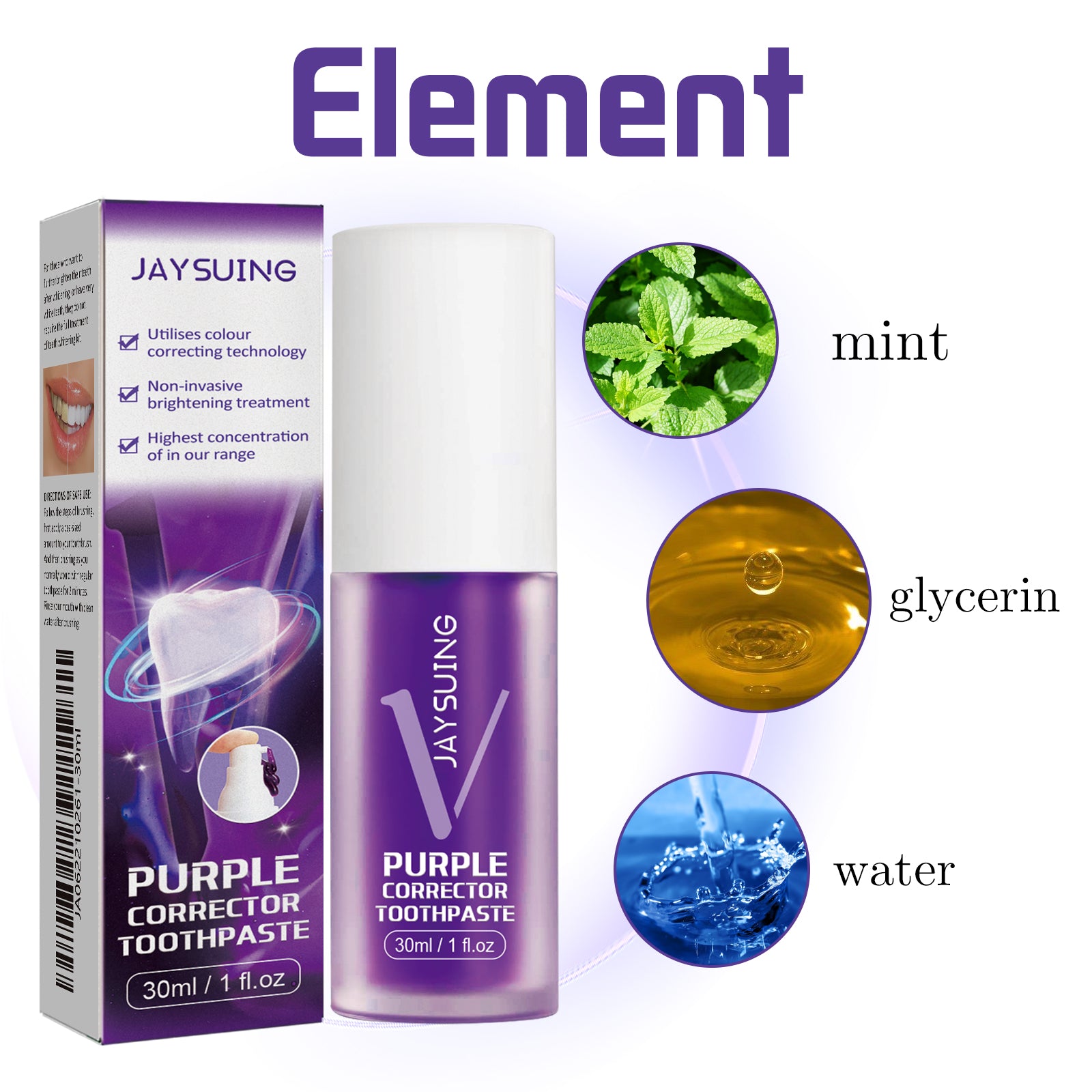 Purple Brightening White Toothpaste, Cleaning Stains Fresh Breath Brightening And Whitening Teeth Toothpaste