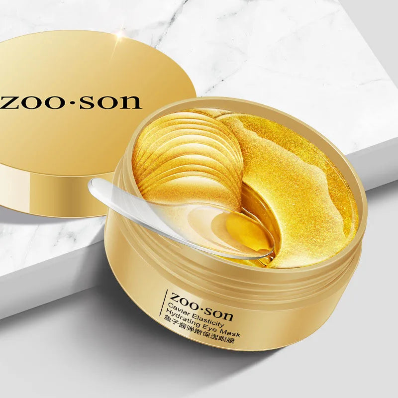 60Pcs Caviar Crystal Collagen Gold Eye Mask anti Dark Circles Moisturizing Firming Eye Bags Women Skin Care Eye Patches