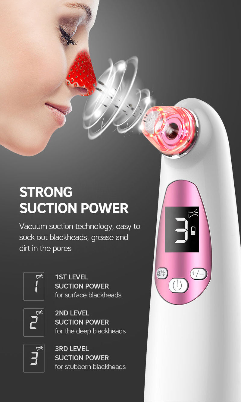 2 In1 Blackhead Vacuum Remover Cold&Hot Face Skin Care Massager Acne Cleanser