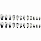 Press on Nails Medium Almond Fake Nails Glossy Glue on Nails Goth Black Ombre Acrylic Nails Stiletto Artificial Nails Gothic Moon Stick on False Nails with Design 24 Pcs