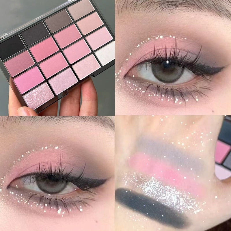 16 Colors Eye Shadow Plate Shimmer Matte Brightening Crouching Silkworm