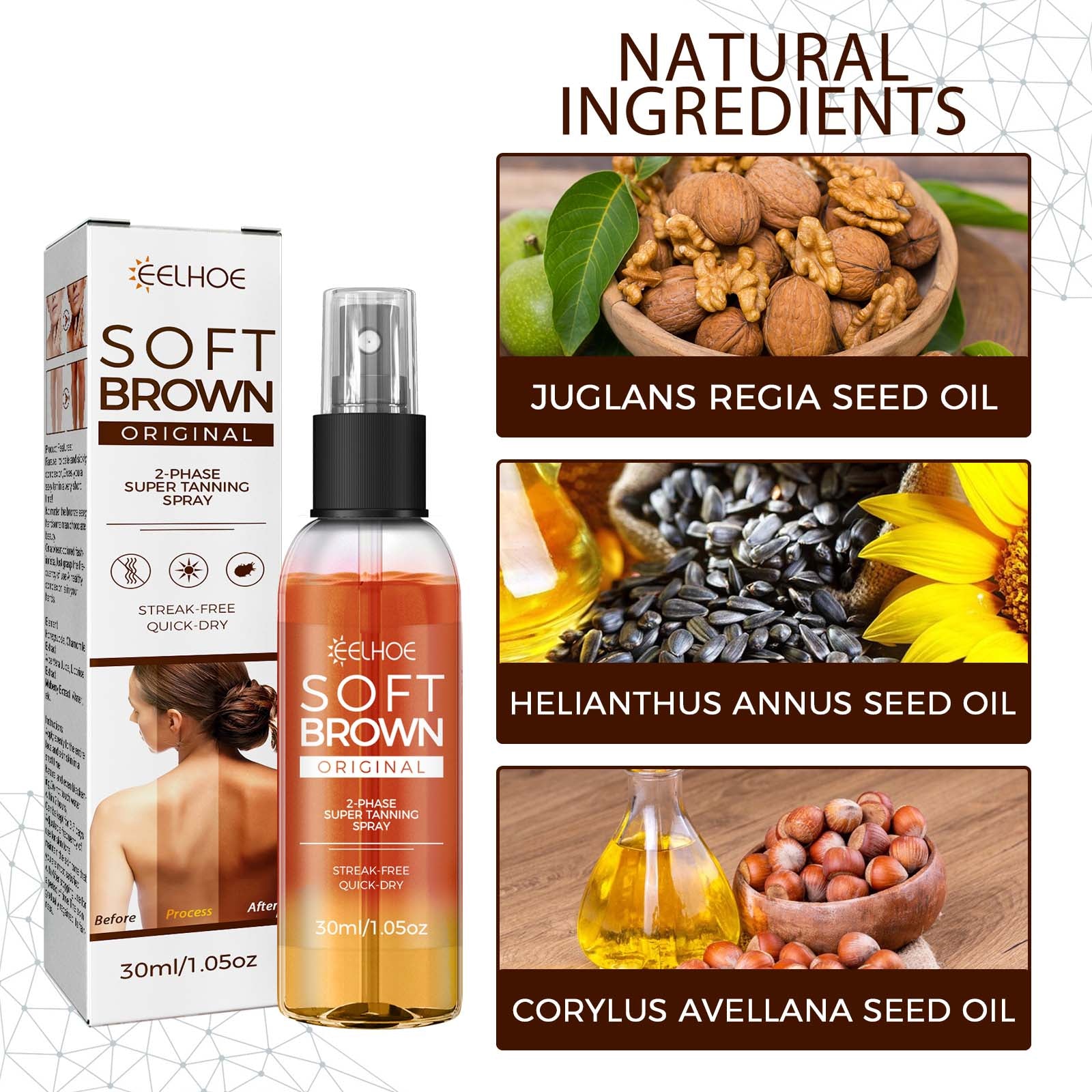 Helps Tan Spray, Helps Black Refreshing Natural Bronzer Wheat Color Helps Tan Spray