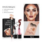 3 PCs Lipstick Lip Liner Eyeliner Highlight Contour Stick Suit 5D Face Makeup Set Suit