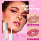 Magic Color Changing Lip Oil Moisturizing Lip Glow Oil, Big Brush Plumping Glimmer Lip Gloss, Long Lasting & Nourishing Lip Glow Oil Non-Sticky Fresh Texture Lip Gloss Lip Tint(Pink)
