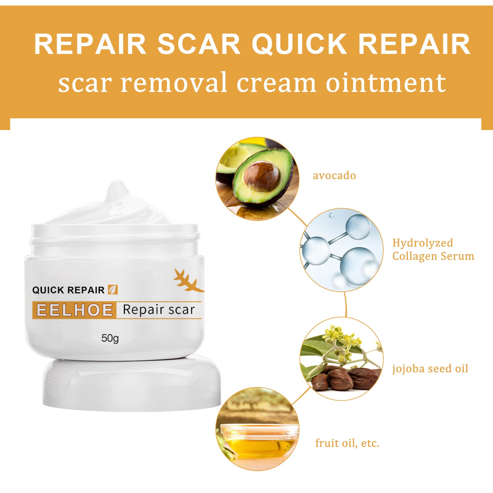 Desalting Skin Scar Cream, Skin Burn Scalding Surgical Scar Wound Repair Cream