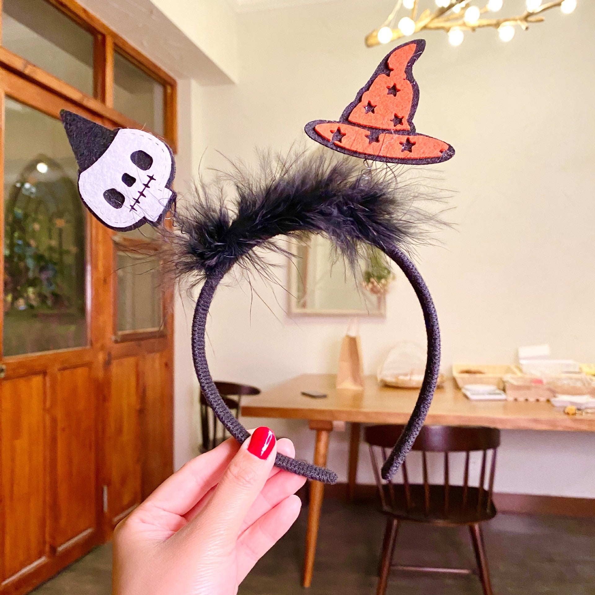 Halloween Headband Funny Black Hair Beard Makeup Ball Party Performance Props