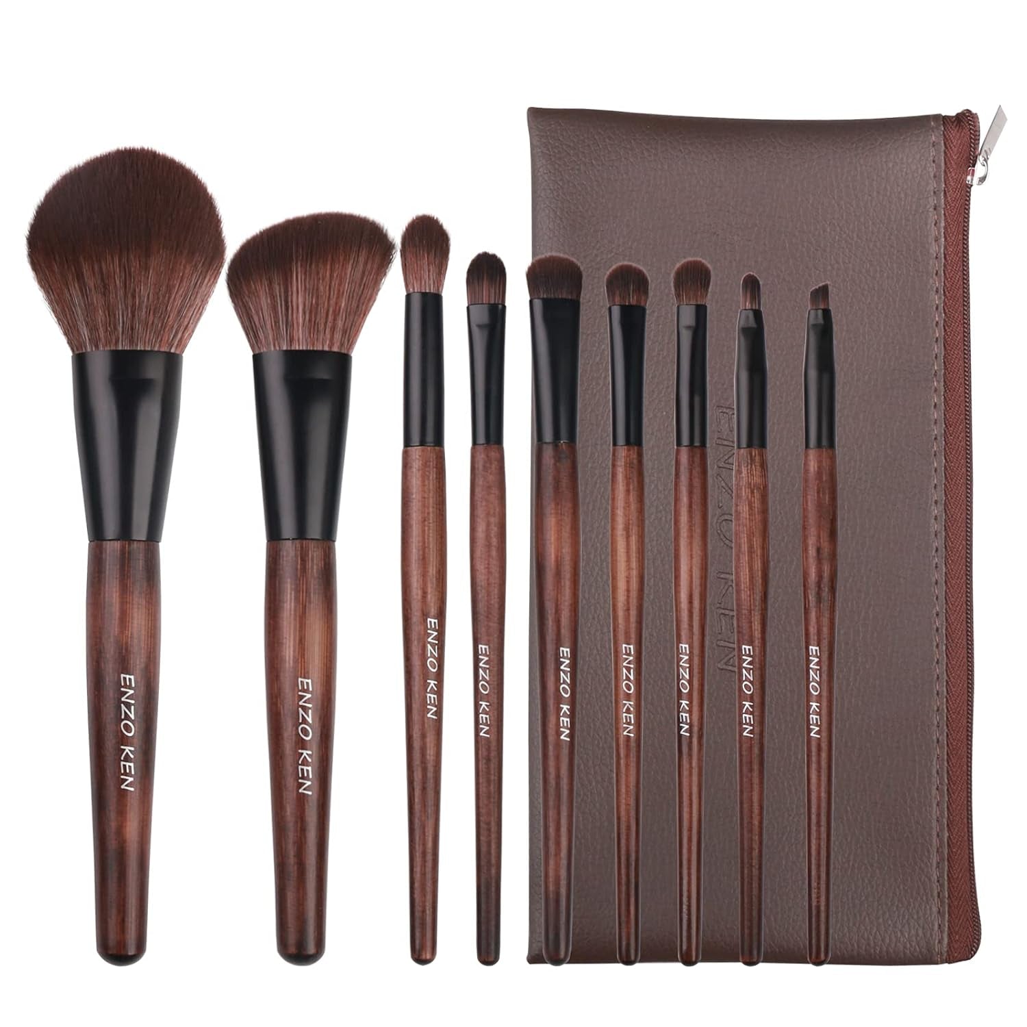 Walnut Makeup Brushes Set Professional, Natural Pony Hair Makeup Brush Set with Case, Cosmetic Brushes Makeup Set, Natural Bristle Makeup Brushes, Natural Hair Make up Brush Set Professional.