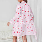 Cute Ladies Long Sleeve Belted Robe