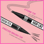 Eyebrow Pen - Eyebrow Pencil Magical 2-In-1 Eye Brow Pencils for Women with 4-Fork-Tip & Precise Brush-Tip for Natural Hair-Like Brows, Last All-Day, with Eyebrow Spoolie Brush, Black Brown