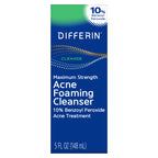 Maximum Strength Acne Foaming Cleanser Face and Body Wash with 10% Benzoyl Peroxide, Fast-Acting Acne Treatment, 5 Oz