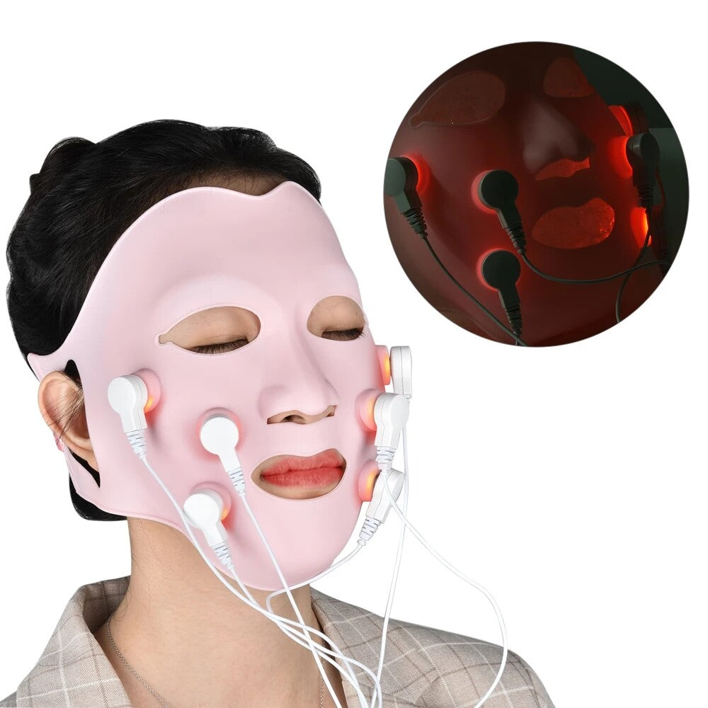 Red LED Light Photon Therapy Vibration Soft Gel Face Mask Massager anti Wrinkles