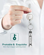 Portable Nail Clippersmedical Grade Stainless Steel Foldable Nail Cutter Ultra Slim Travel Design