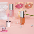 Magic Color Changing Lip Oil Moisturizing Lip Glow Oil, Big Brush Plumping Glimmer Lip Gloss, Long Lasting & Nourishing Lip Glow Oil Non-Sticky Fresh Texture Lip Gloss Lip Tint(Pink)