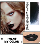 Halloween Dark Matte Liquid Lipstick for Women, Long Lasting Waterproof Lip Gloss, Face Body Painting, Vivid Vampire Lip Stain for Masquerade, Party Goth Makeup, Cosplay (#06 Black)