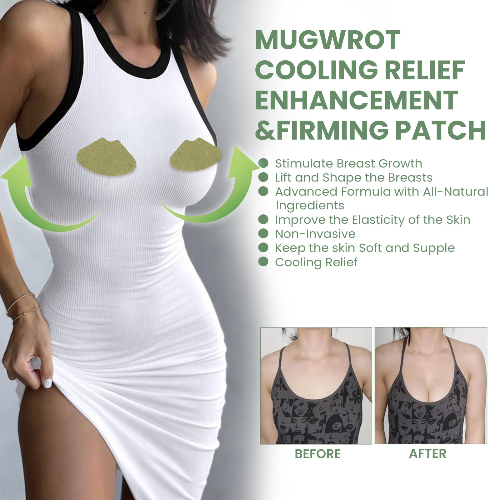 Mugwrot Cooling Relief Enhancements & Firming Patch, Massage Firming Chest Anti-sagging Chest Plump Patch