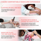 Arm Rest for Nails Tech,U Shaped Soft PU Leather Nail Arm Rest,Ergonomic Slope Angle Hand Rest for Nails Tech,Professional Salon Manicure Arm Rest Cushion., Pink