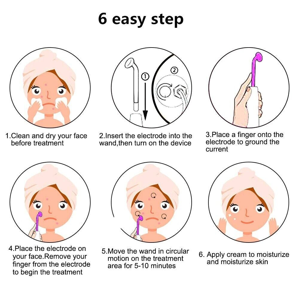 High Frequency Facial Device 7 Wands Electrode Glass Spot Tube Acne Spot Tool