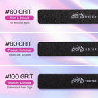 10Pcs -  Jumbo Double-Sided Emery Nail File for Manicure, Pedicure, Natural, and Acrylic Nails - Black (Grit 80/80)