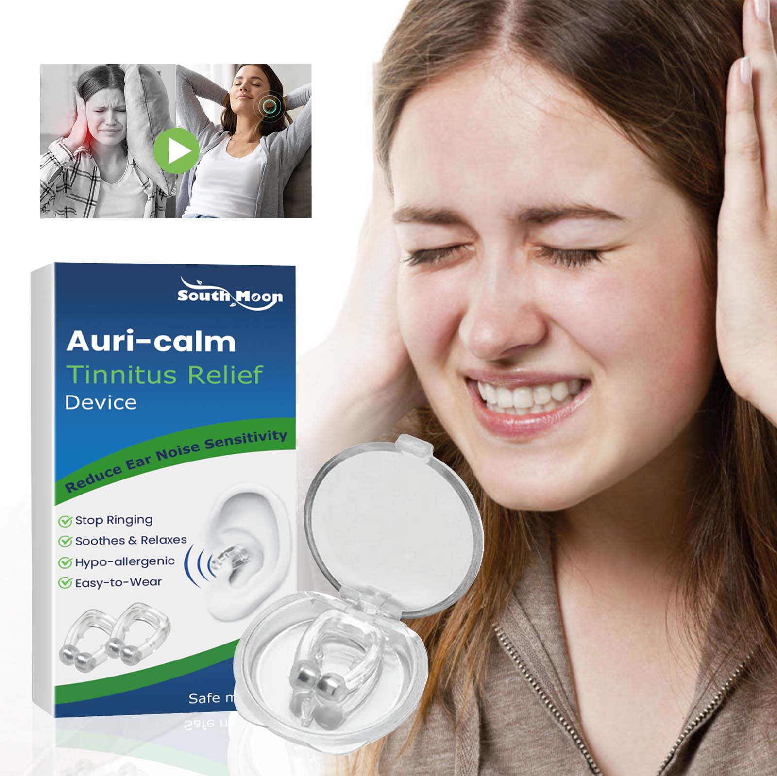 Auri-calm Tinnitus Relief Device, Relieve Ear Pain Tinnitus And Ear Discomfort Ear Massage Care Ear Clips