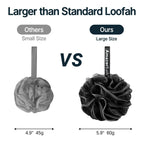 Loofah Sponge, 3 Pack Shower Loofah for Men and Women, Body Scrubber Loofa Set of 3 Classic Black & White Edge, Bath Sponge 60G/Pcs