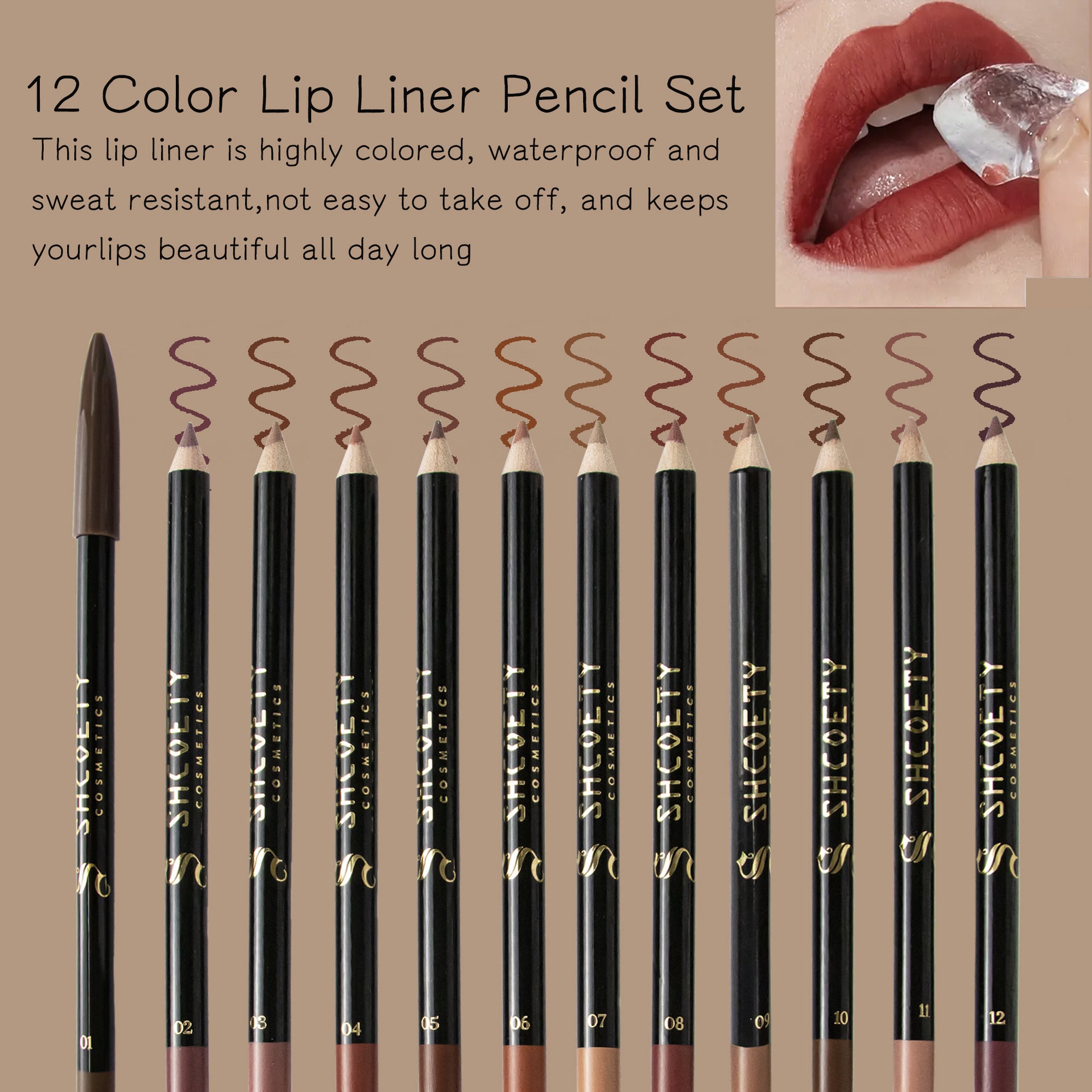 12 Colors Matte Lip Liner Suit Nude